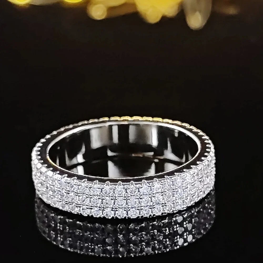 FULL ETERNITY 925 STERLING SILVER DIAMOND ENGAGEMENT RING, CUTE RING, SHINY RING - Picture 4 of 5